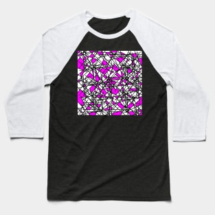 Pink 80s Memphis Shards Abstract Postmodern Scribble Art Pattern Baseball T-Shirt